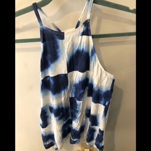 Blue and white tye dye tank top